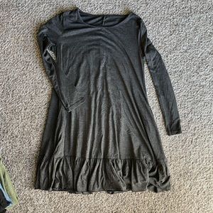 gray ruffle hem dress